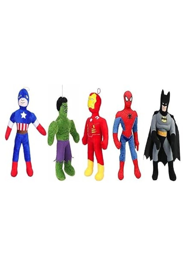Action Super Heroes Soft Toy Set Perfect Birthday Gift for Boys Includes Spiderman Batman Hulk Captain America and Ironman (5 Pcs)