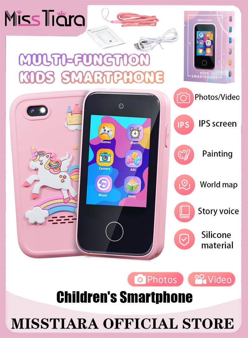 Kids Smart Phone Toys for Girls Ages 3-7 with Dual Camera - Toddler Phone Toys with Learning Games, Travel Toys with MP3 Music Player for Birthday Gifts for 3 4 5 6 7 Year Old Kids
