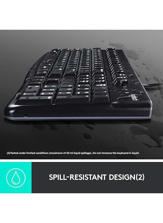 MK120 Wired Keyboard and Mouse for Windows, Optical Wired Mouse, USB Plug and Play, Full Size, PC/Laptop, English/Arabic Layout Black, 920-002546 Black