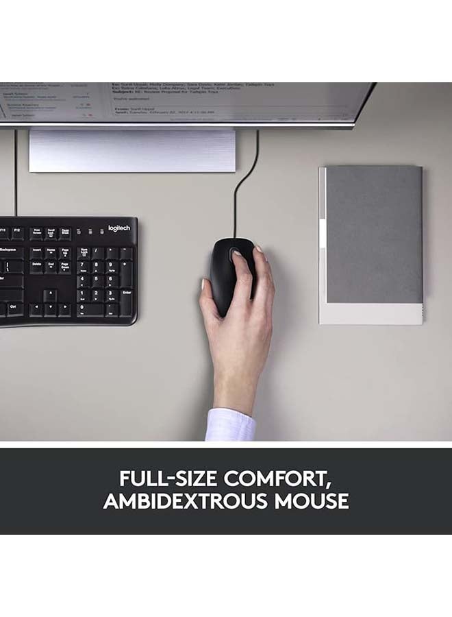 MK120 Wired Keyboard and Mouse for Windows, Optical Wired Mouse, USB Plug and Play, Full Size, PC/Laptop, English/Arabic Layout Black, 920-002546 Black