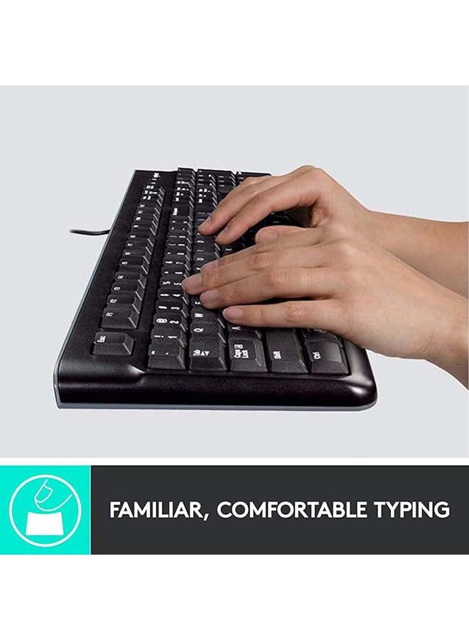 MK120 Wired Keyboard and Mouse for Windows, Optical Wired Mouse, USB Plug and Play, Full Size, PC/Laptop, English/Arabic Layout Black, 920-002546 Black