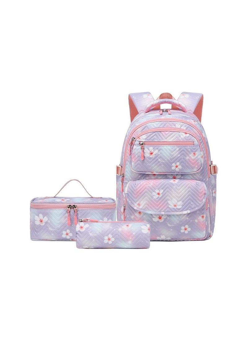3 Piece Backpack Set Large Capacity Waterproof and Wear Resistant Same Color Series Lunch Bag and Pencil Case