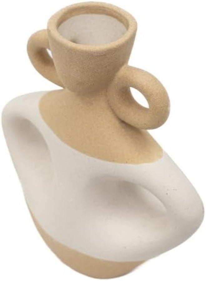 Ceramic Flower Vase 11X12X5 White/Brown
