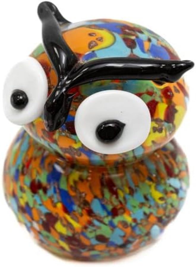 Owl Glass Paper Weight 12X15X11 Multicolour