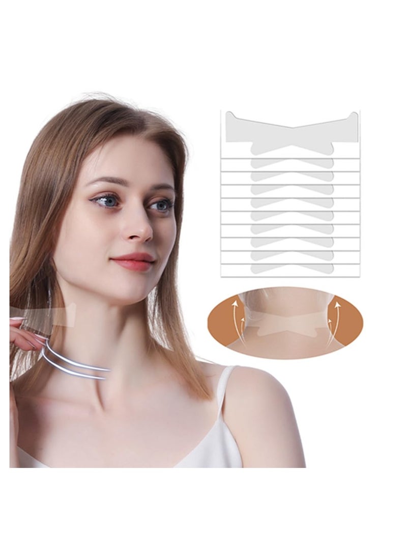10 Pcs Neck Strips, Neck Tape Lifting Invisible Tightening Tapes and Bands Lifter for Wrinkles Neck Makeup Patches, Lifting Saggy Skin, Neck Line Remover Slimmer