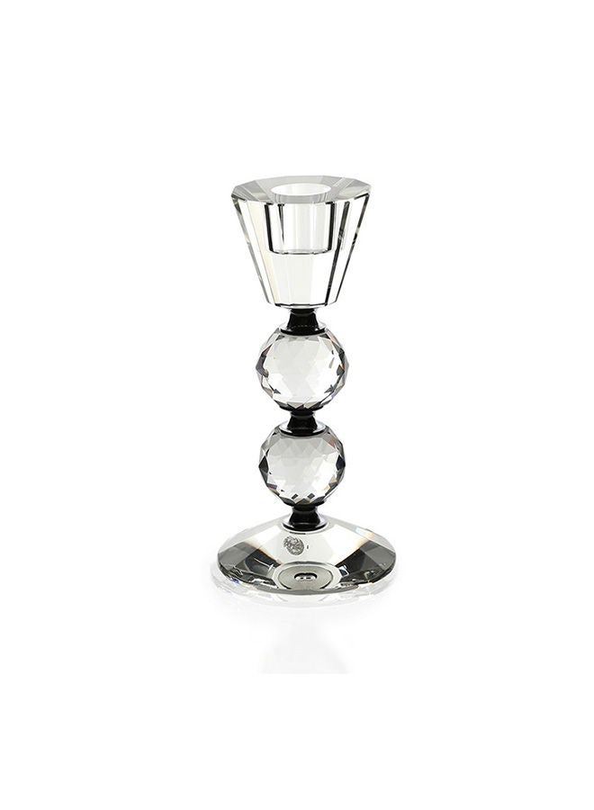 Thea Taper Candle Stand with 2 Balls Clear 17.5 cm