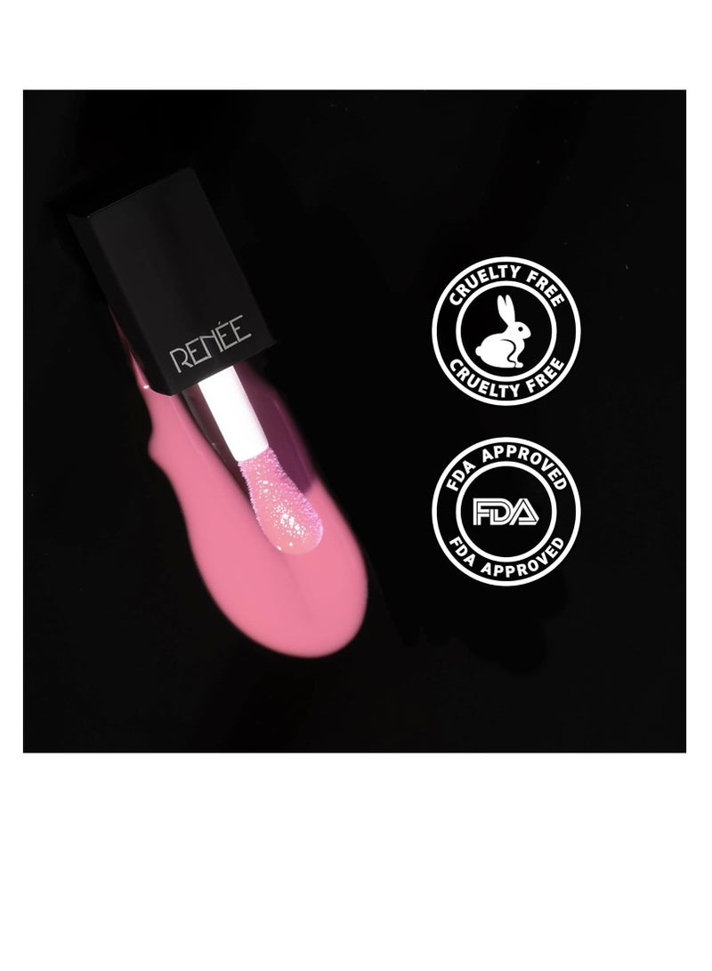 RENEE Super Natural Tinted Lip Oil Candy Floss 3ml  Long Lasting Moisturization and Nourishment   Enriched With Vitamin E and Argon Oil