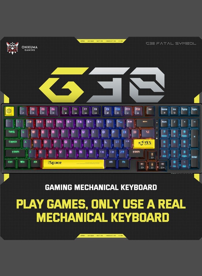 G38 98 Keys Wired Gaming Keyboard with Brown Switch,Mechanical Keyboard Suitable for Computer/Ps4/Xbox Gamers,RGB Backlit