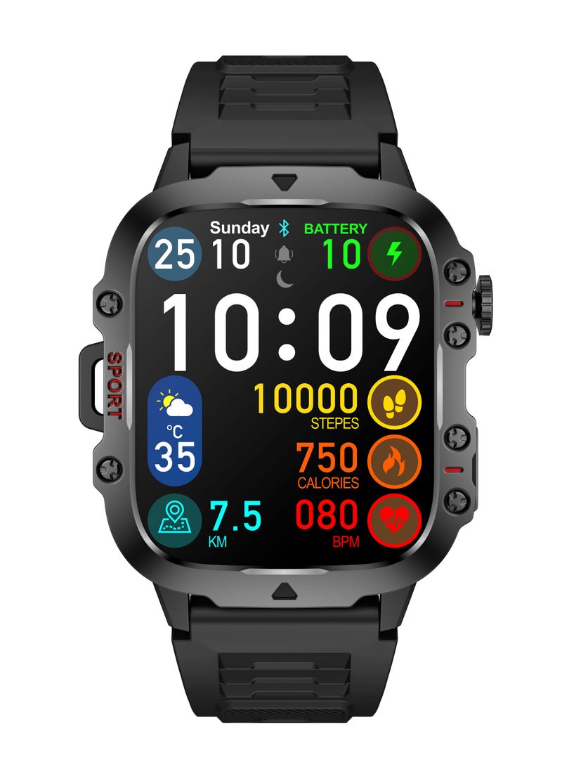 LIGE 1.96 HD Screen 420 mAh Sports Smart Watch Men Waterproof Bluetooth Calling Health Monitoring 100+ Sports Mode Men Smart Watches