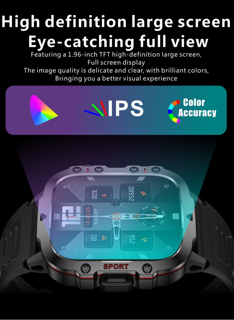 LIGE 1.96 HD Screen 420 mAh Sports Smart Watch Men Waterproof Bluetooth Calling Health Monitoring 100+ Sports Mode Men Smart Watches