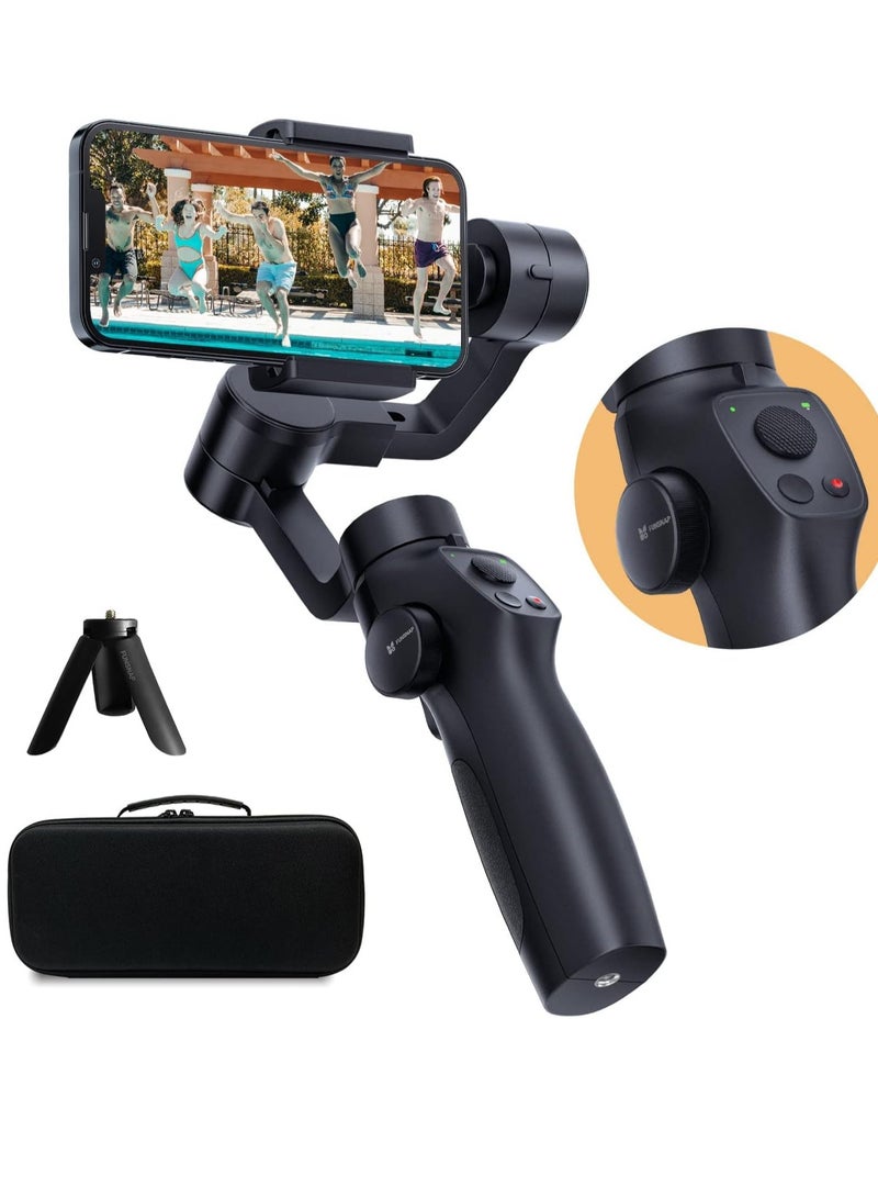 3-Axis Gimbal Stabilizer for Smartphone, Upgraded Face Tracking Focus Wheel Foldable Gimbal with Focus Wheel, Phone Stabilizer for Video Recording Vlog - Capture 2s Combo