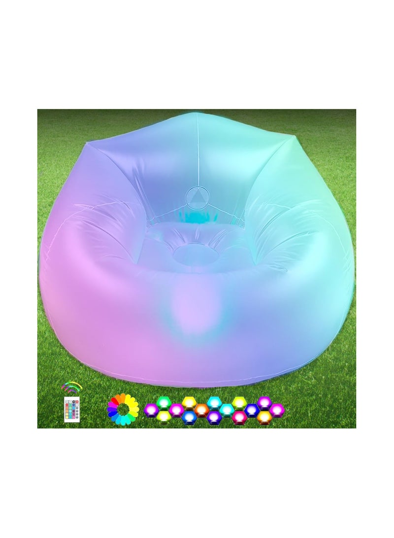 Inflatable Led  Illuminated Blow Up Lounger Chair With Remote Control For Kids