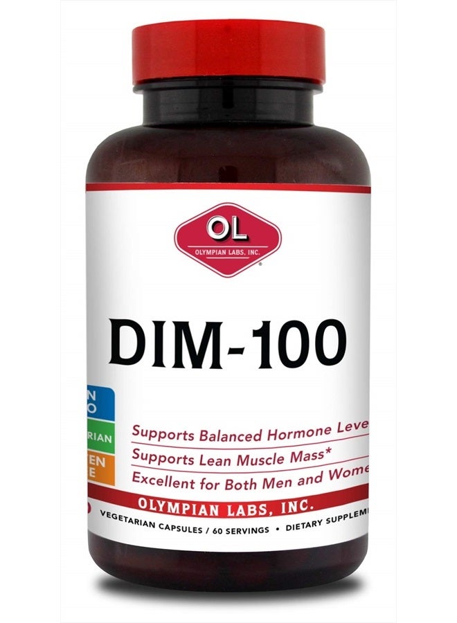 DIM Supplement 100mg - Capsules - Diindolylmethane for Estrogen Balance, Hormone Menopause Relief, Acne Treatment, PCOS, Bodybuilding, 100 Mg, 60 Count (Pack of 1)