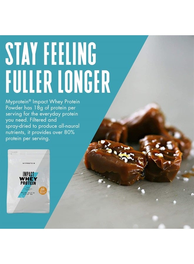 Impact Whey Protein Powder, 2.2 Lbs (31 Servings) Salted Caramel, 22g Protein & 5g BCAA Per Serving, Protein Shake for Superior Performance, Muscle Strength & Recovery, Gluten Free