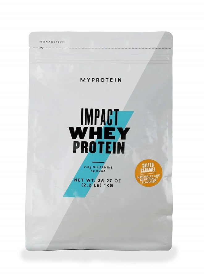 Impact Whey Protein Powder, 2.2 Lbs (31 Servings) Salted Caramel, 22g Protein & 5g BCAA Per Serving, Protein Shake for Superior Performance, Muscle Strength & Recovery, Gluten Free