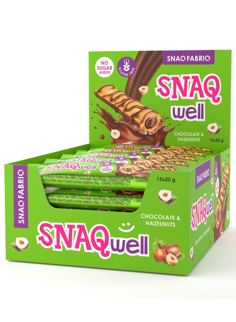 Snaqwell Wafer with Chocolate and Hazelnuts Gluten Free and No Sugar Added 15x20g