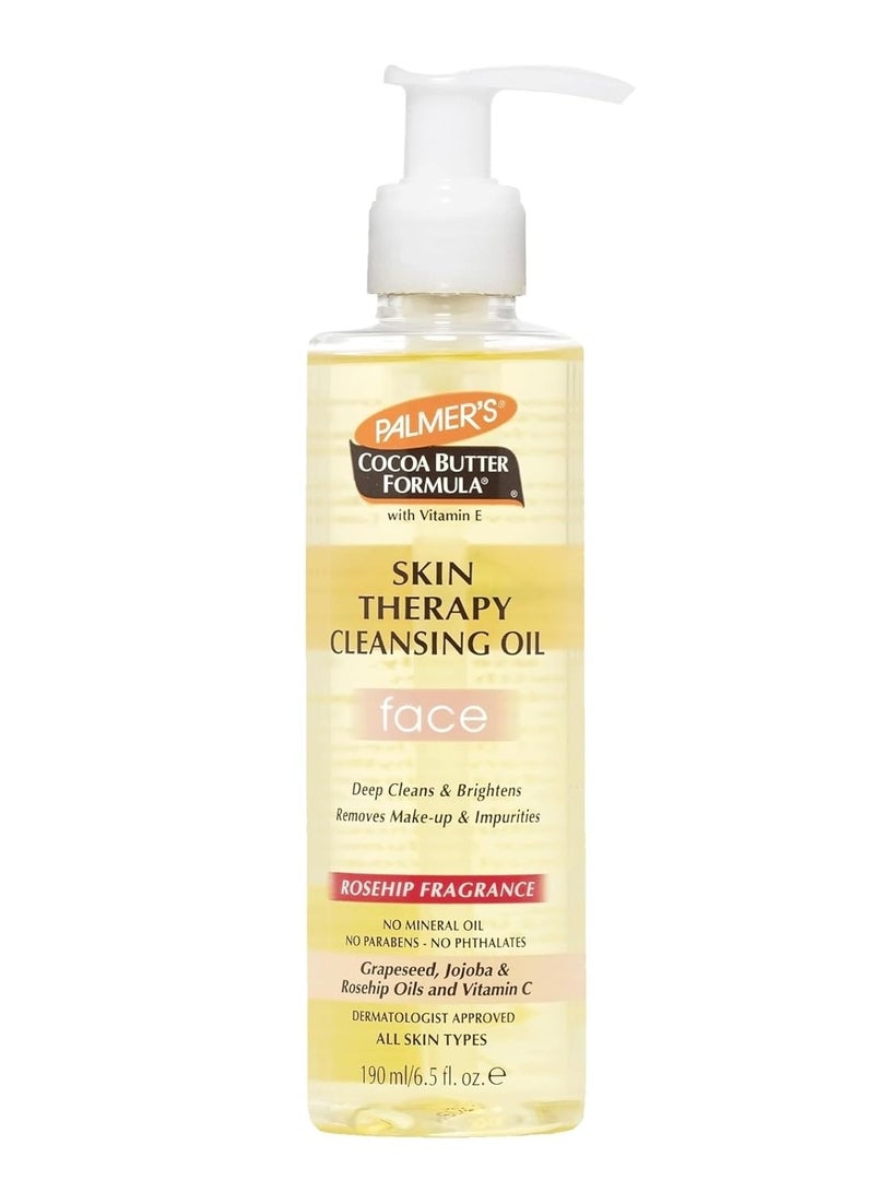 Palmer's Cocoa Butter Skin Therapy Cleansing Facial Oil, Gentle Makeup Remover for Face, Rosehip Fragrance, 6.5 Ounce