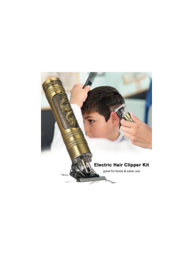 USB Rechargeable Hair trimmer Electric Haircut Kit Gold/Black