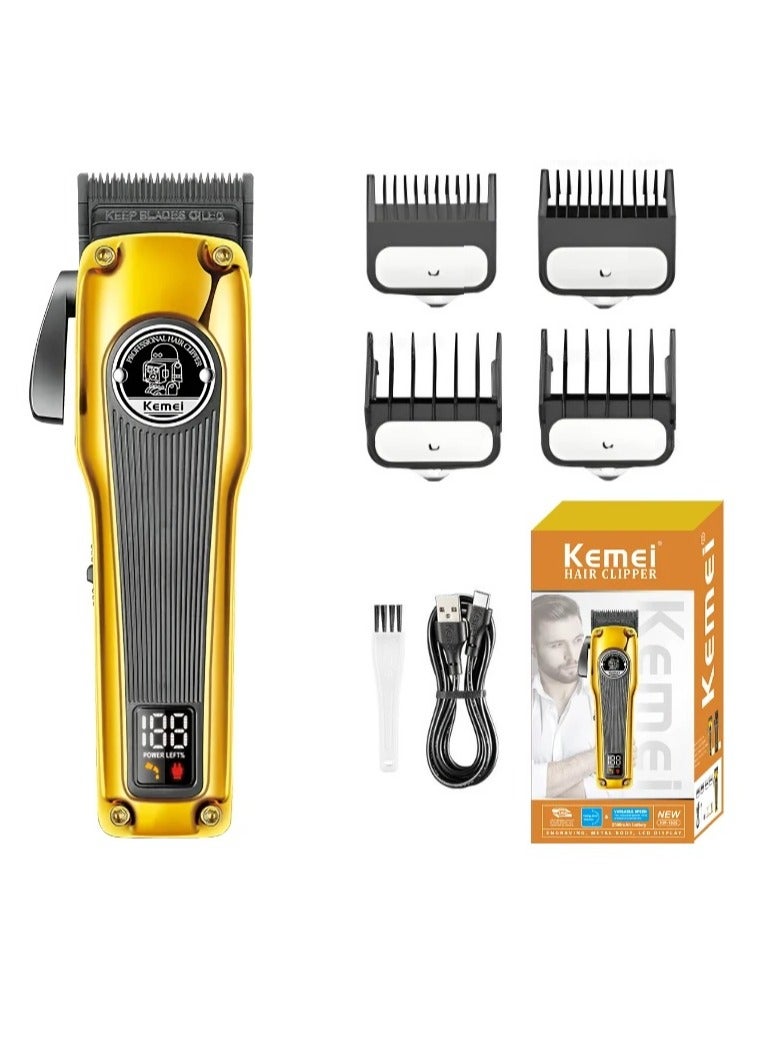 Rechargeable Professional Hair Clipper, LCD Screen Display Hair Clipper for Saloon and Personal Multicolour