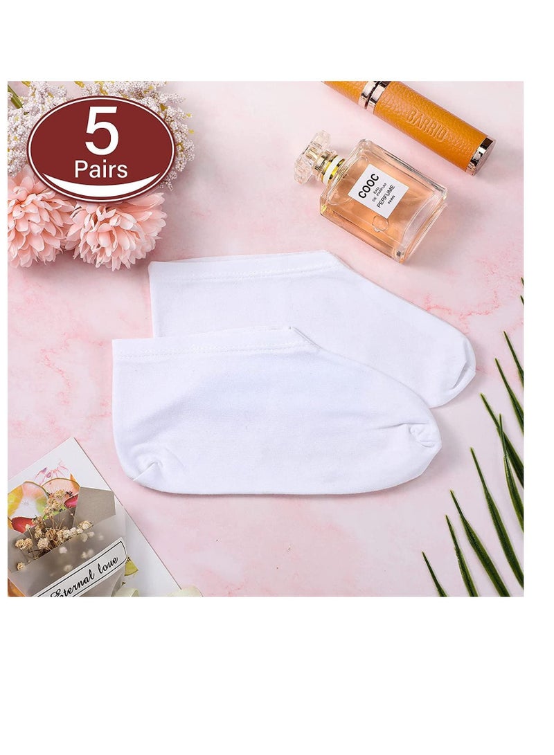 Moisturizing Socks Overnight Spa Socks for Dry Feet Moisture Enhancing Socks Foot Care Treatment Soft Premium Cotton Spandex Socks Cosmetic Moisturizing Socks for Women and Men White 5 Pairs