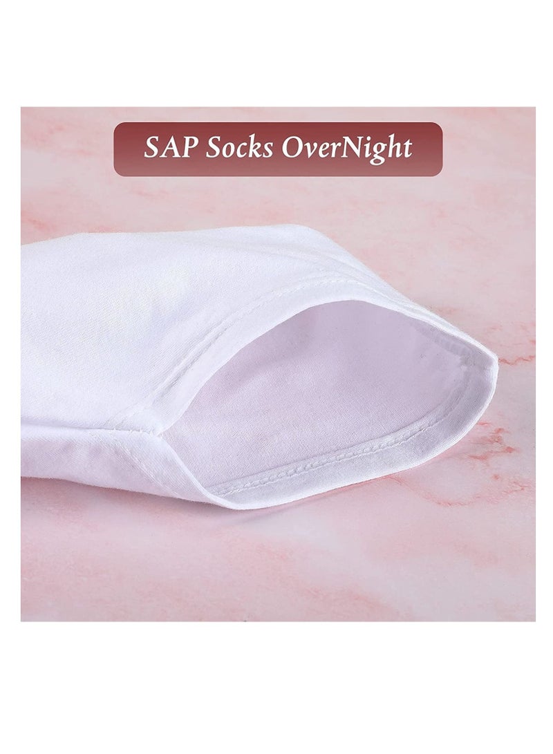 Moisturizing Socks Overnight Spa Socks for Dry Feet Moisture Enhancing Socks Foot Care Treatment Soft Premium Cotton Spandex Socks Cosmetic Moisturizing Socks for Women and Men White 5 Pairs