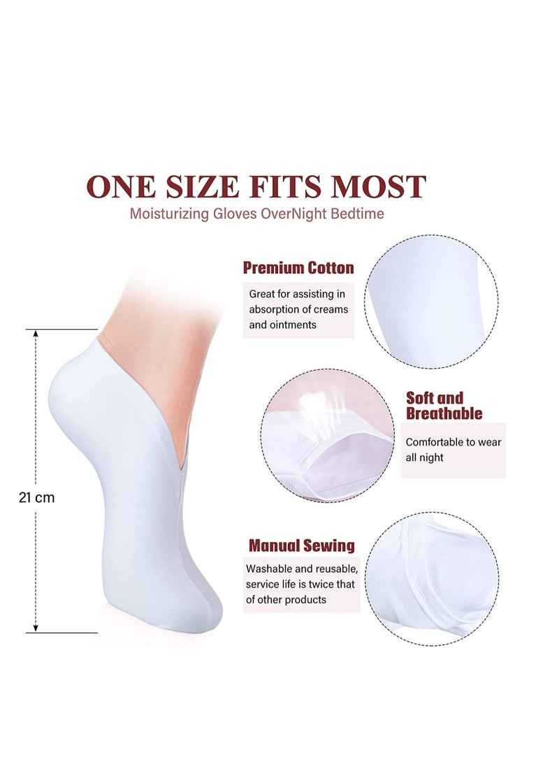 Moisturizing Socks Overnight Spa Socks for Dry Feet Moisture Enhancing Socks Foot Care Treatment Soft Premium Cotton Spandex Socks Cosmetic Moisturizing Socks for Women and Men White 5 Pairs