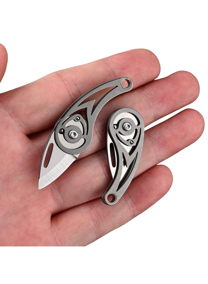 Mini Keychain Knife, Small Pocket Knife, Edc Titanium Utility Knife, Small Folding Pocket Knives for Camping, Hiking, Gift for Men Women (2.3 Inch)