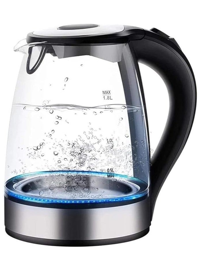 Electric Kettle 1.8L LED,Stainless Steel Glass Electric Kettle Auto Shut Off Anti-Hot Portable Electric Kettle Household Kettle/Black