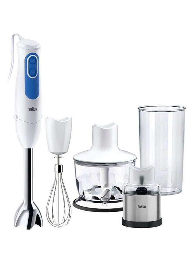 Hand Blender With Chopper And Spice Grinder 700W MQ3038 White/Clear/Blue