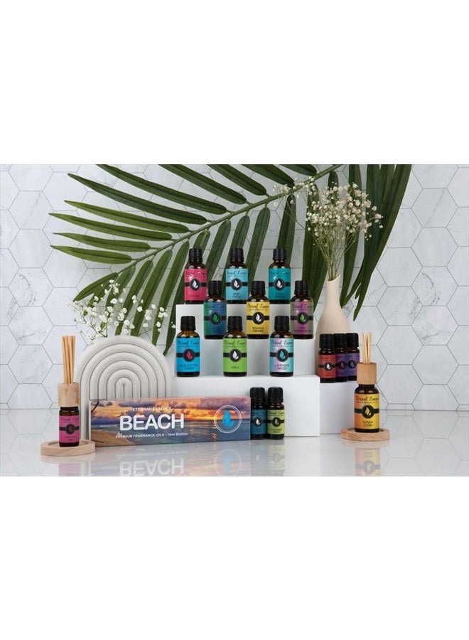 Beach - Gift Set of 6 Premium Fragrance Oils - White Sand, Ocean Breeze, Honolulu Sun, Mermaid, Caribbean Escape and Sun & Sand - 10ML