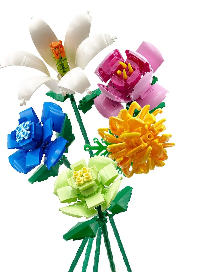 Flower Building Kit for Adults, Flower Bouquet Building Block Set, Artificial Flowers Building Toy Set for Gifts/ Home Decor, Botanical Collection Not Compatible with Lego