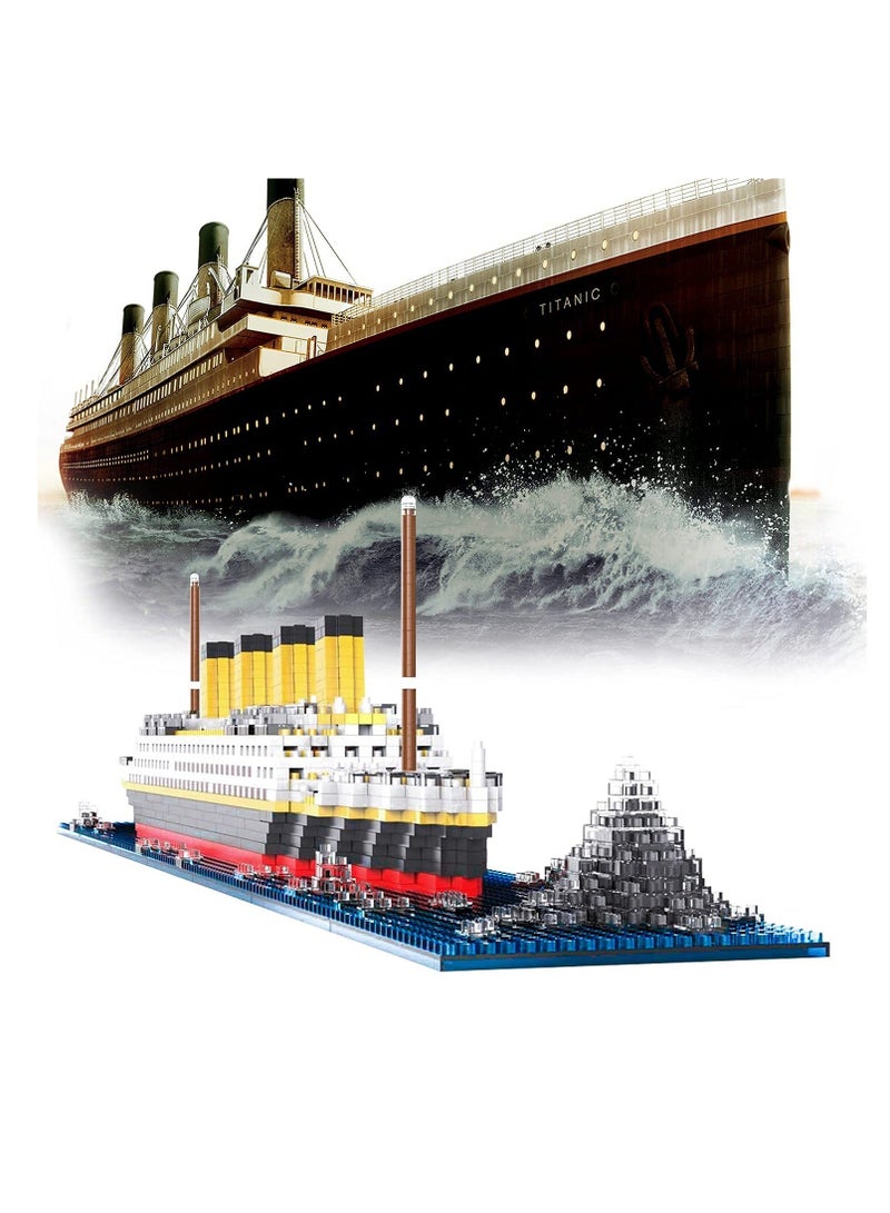 Micro Mini Blocks Titanic Model Building Set with 1860 Piece Mini Bricks Toy, 3D Puzzle DIY Educational Toy Gift for Adults and Kids