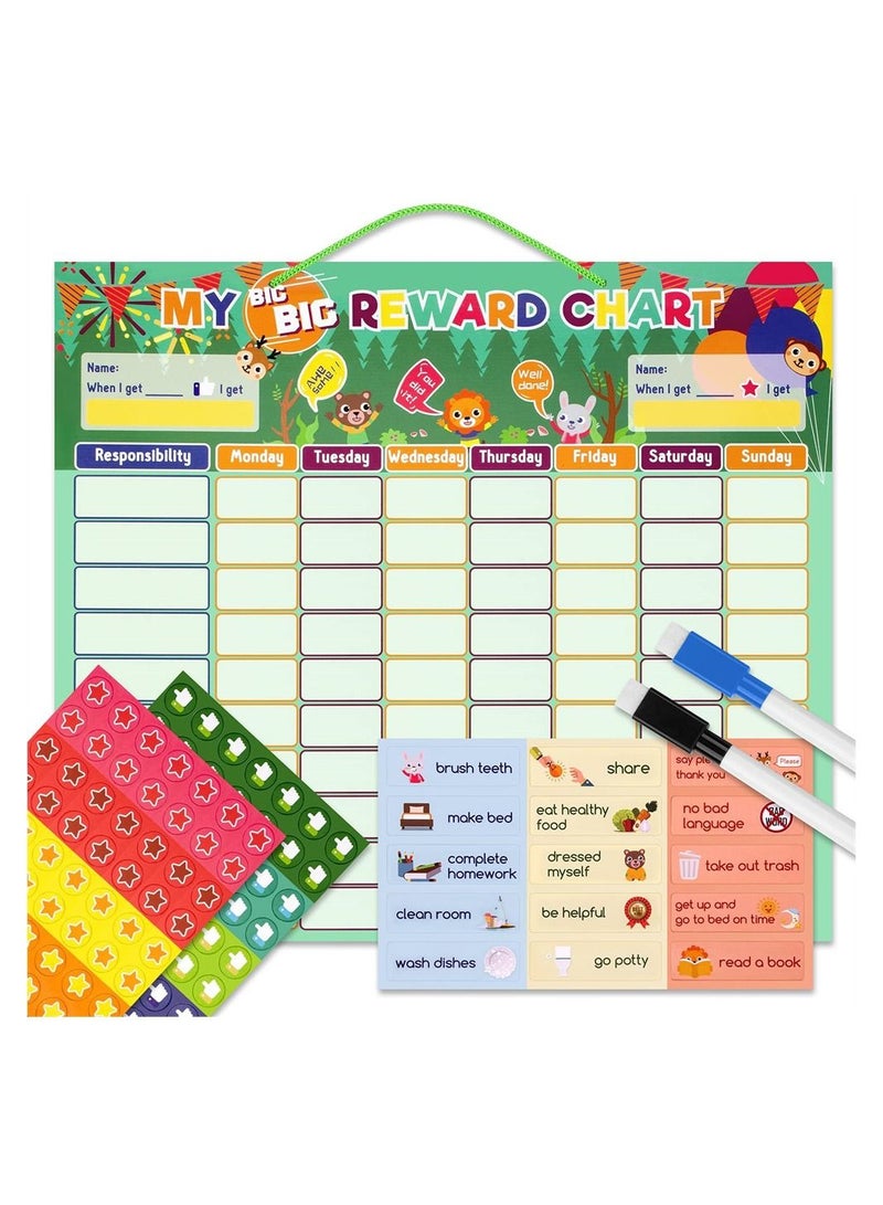 158 Pcs Chore Chart Behavior Chart, Responsibility Chart, Magnetic Reward Chart, Star Dry Erase Reward Chart -Toddler Chores Chart - Daily Responsibility Board Chore Chart