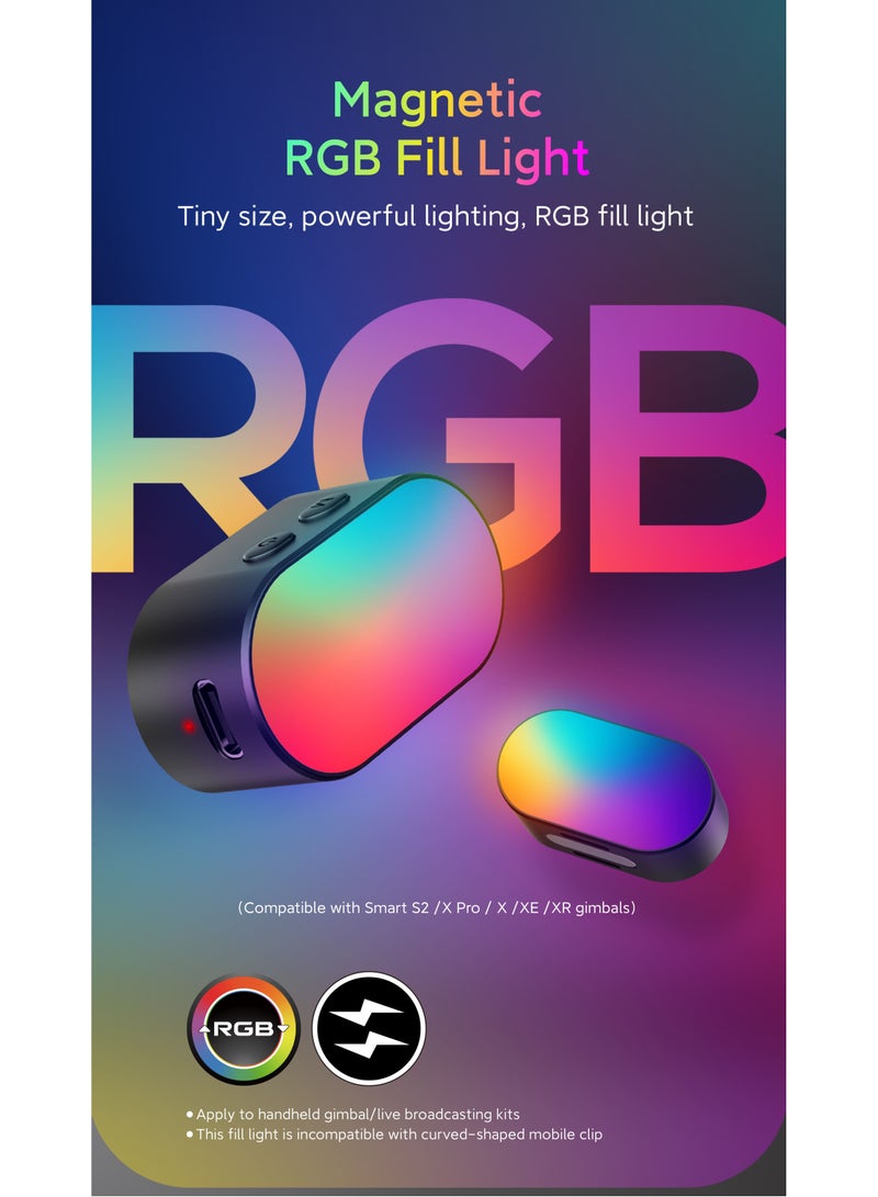 AOCHUAN RGB Magnetic Fill Light for Gimbal LED Video Photography Light 3 Brightness and 7 Color Adjustment for Phone Selfie Live