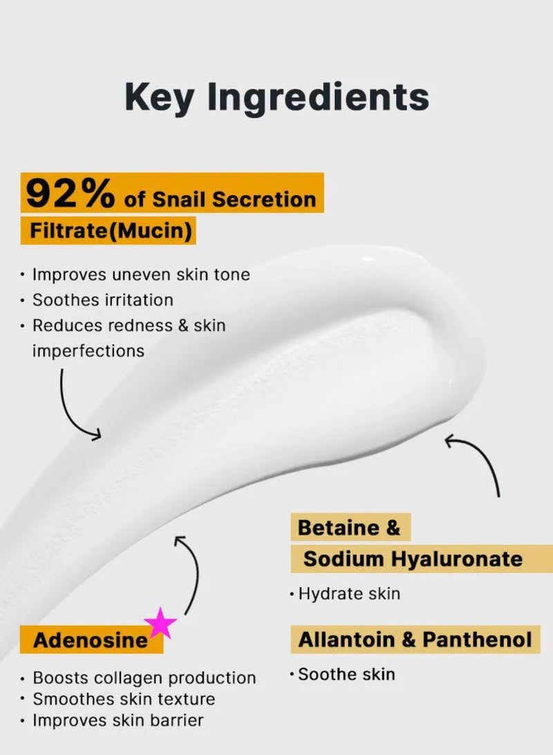 Advanced Snail 92 All-In-One Cream Moisturizer Enriched With 92% Of Snail Mucin To Give Skin Nourishment 100grams