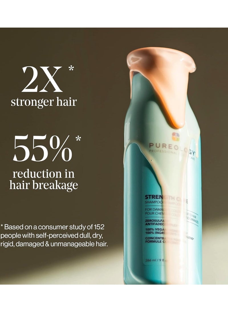 Pureology Strength Cure Shampoo | For Damaged, Color-Treated Hair | Fortifies & Strengthens Hair | Sulfate-Free | Vegan