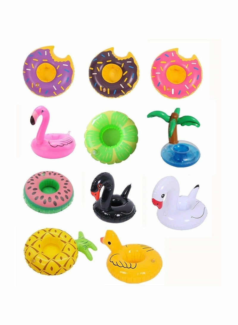 11 Pack Inflatable Drink Holders, Drink Floats Inflatable Cup Coasters for Kids Toys and Pool Party, Made of Environmentally Friendly Materials