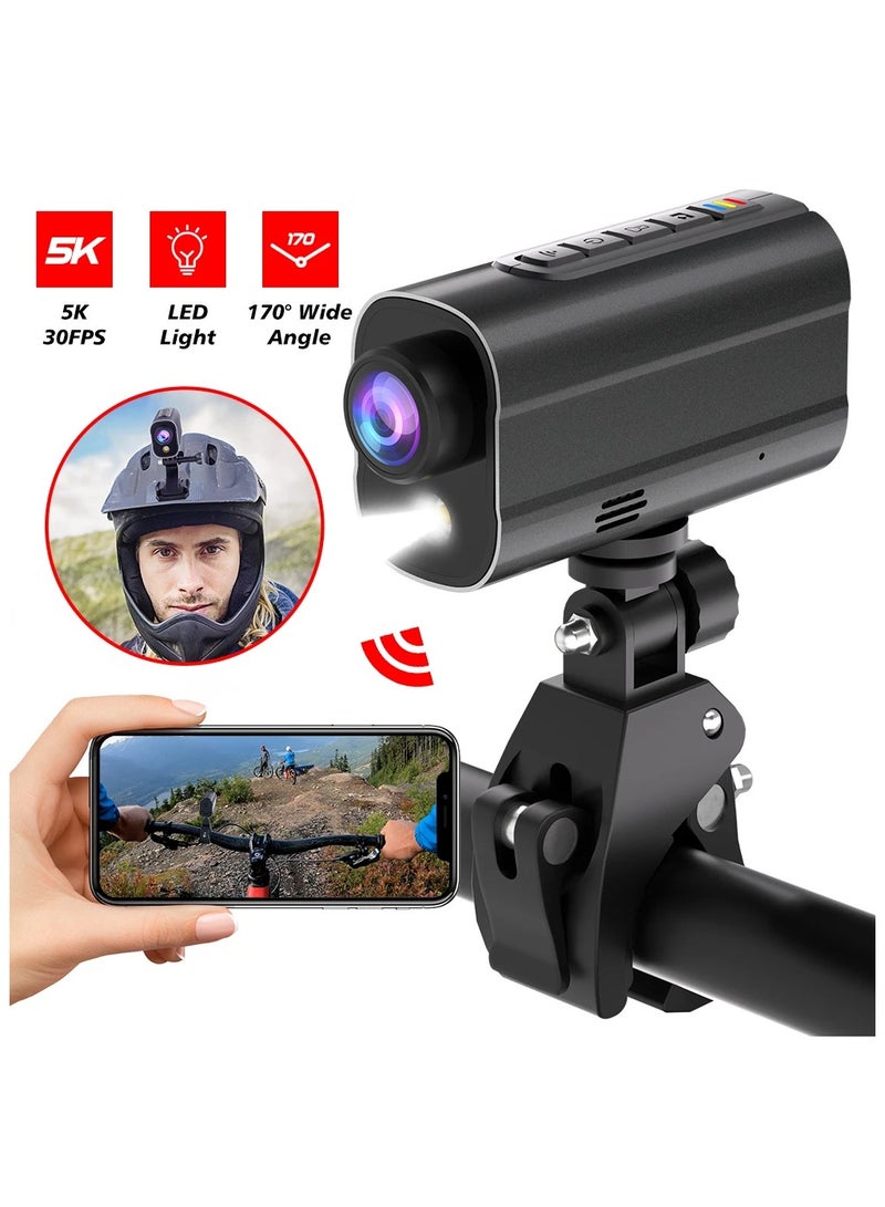 5K Action Camera Road Bike Motorcycle Helmet Camera Anti Shake Riding Bicycle Drive Recorder with Led Light WiFi Sport DV