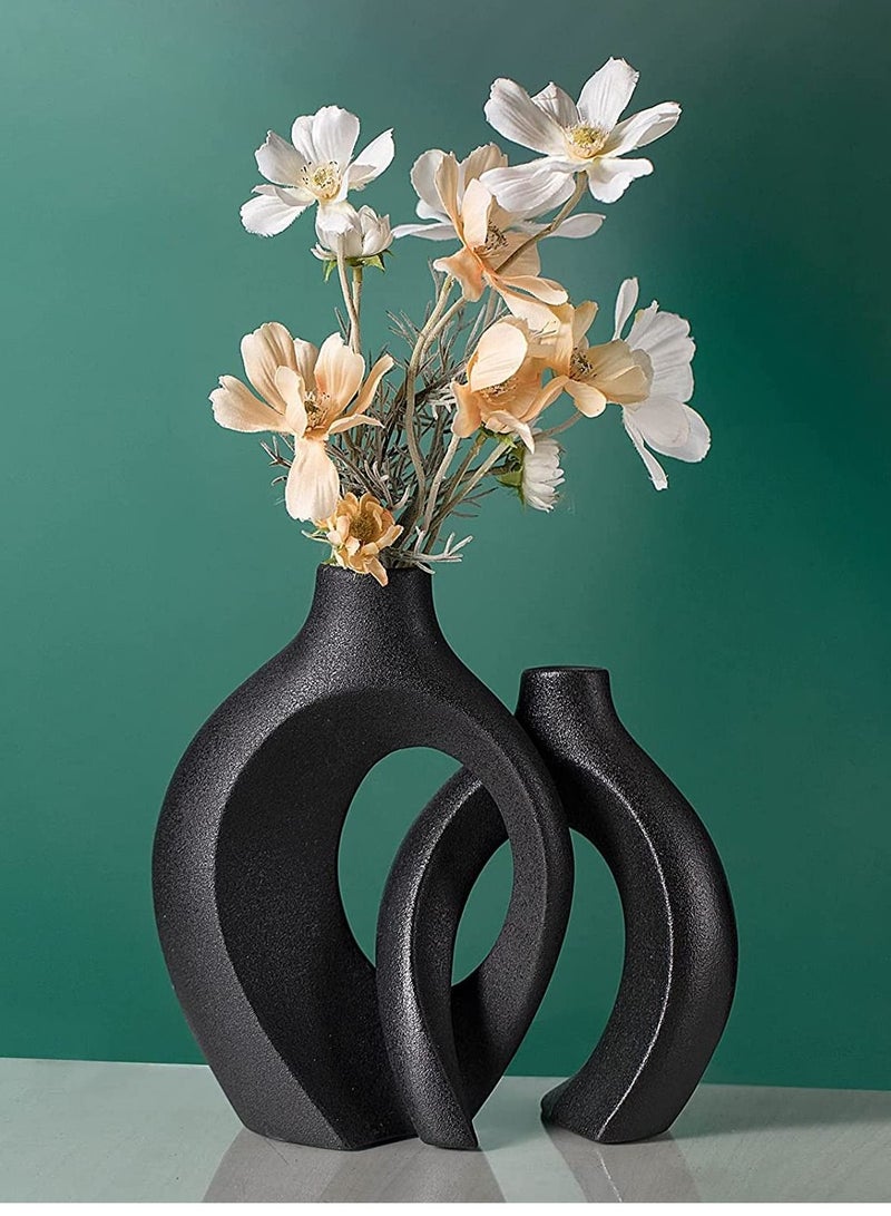 Arch Flower Vase Set - Black | with 20pcs vase fillers | Modern Minimalist Flower Vase for Elegant Home Décor, Living Room Centerpiece, for Flower Arrangements| Gifting