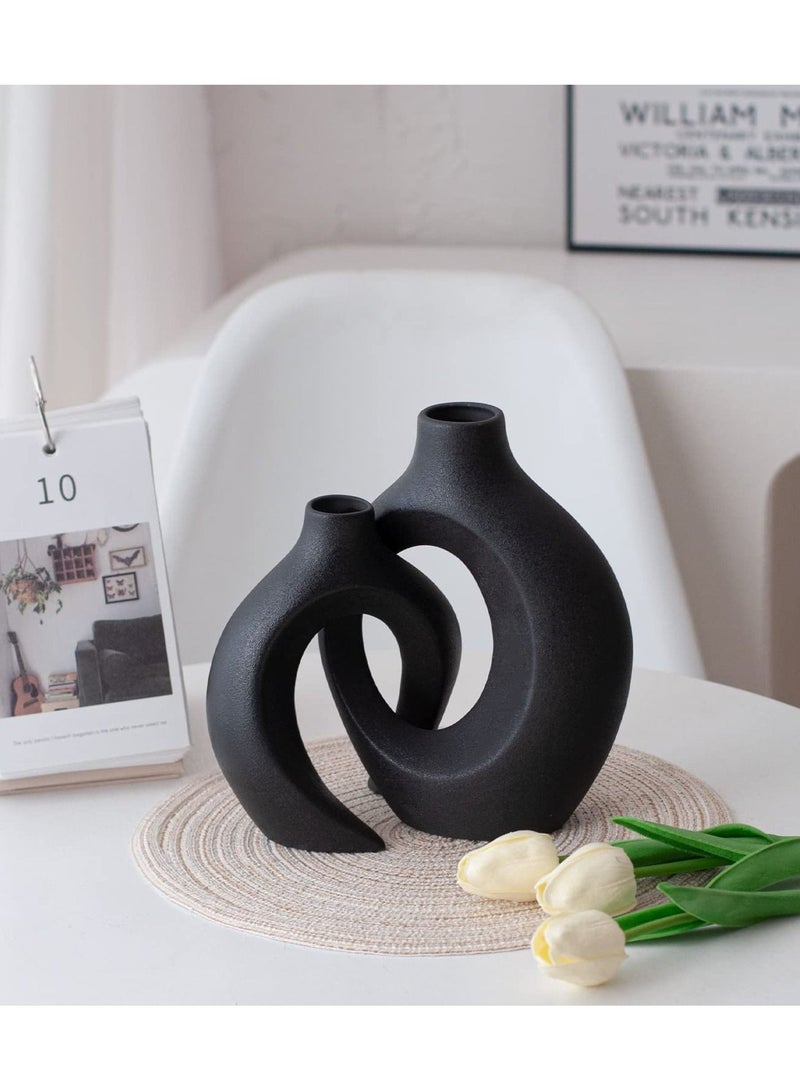 Arch Flower Vase Set - Black | with 20pcs vase fillers | Modern Minimalist Flower Vase for Elegant Home Décor, Living Room Centerpiece, for Flower Arrangements| Gifting