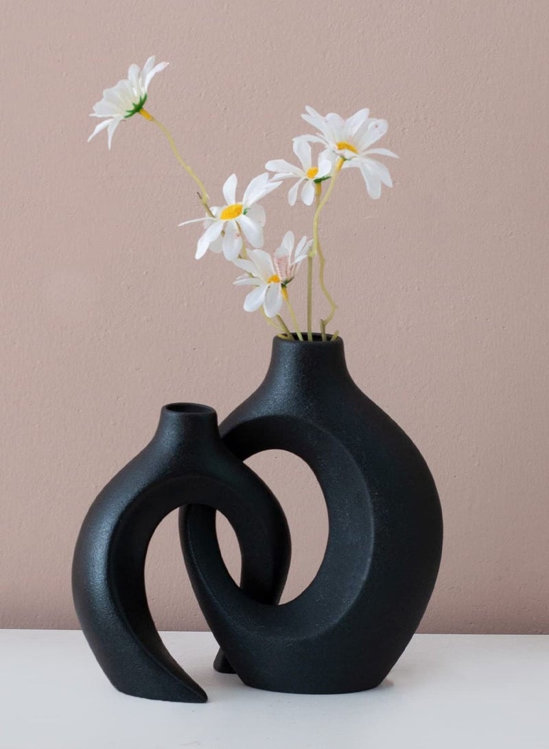 Arch Flower Vase Set - Black | with 20pcs vase fillers | Modern Minimalist Flower Vase for Elegant Home Décor, Living Room Centerpiece, for Flower Arrangements| Gifting