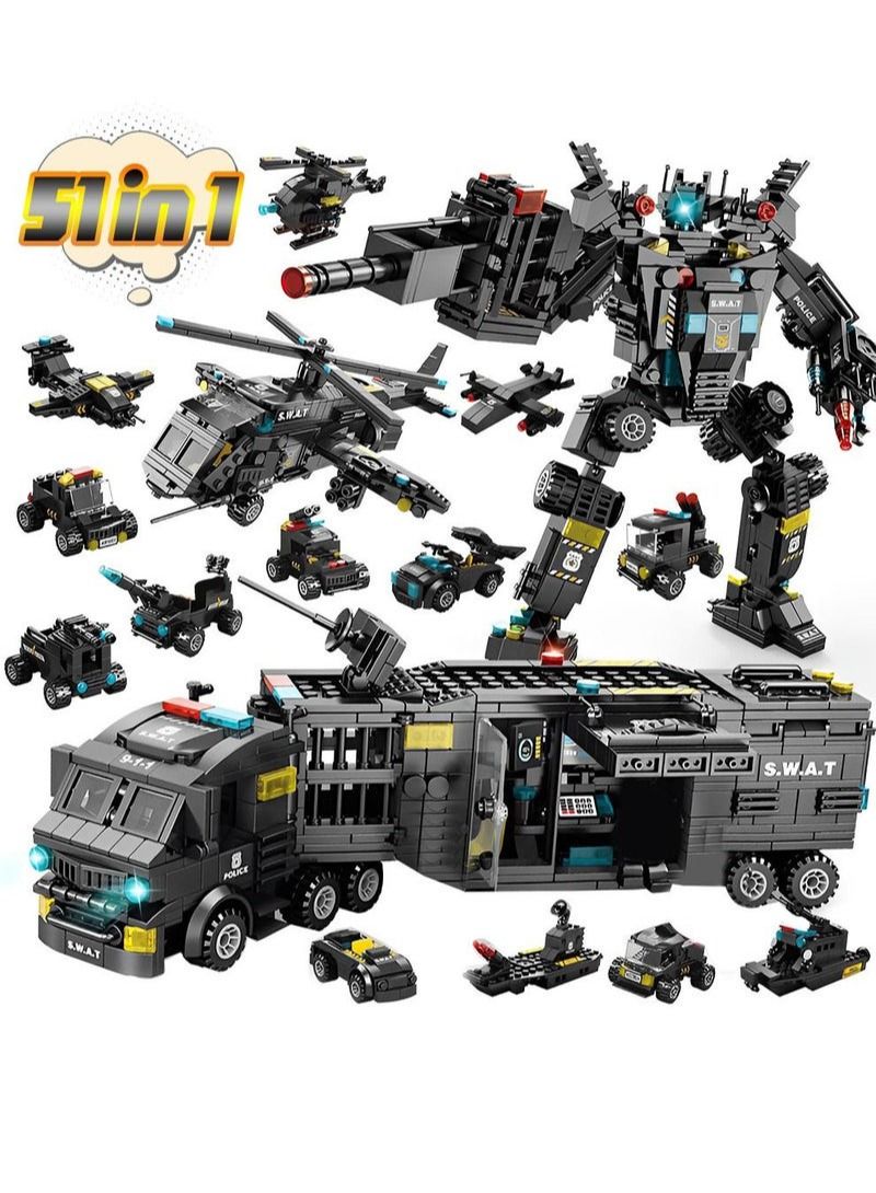 Police Series Building Blocks,51 Variants And Transformable Robots,Widely Compatible,Kid Puzzle Toy