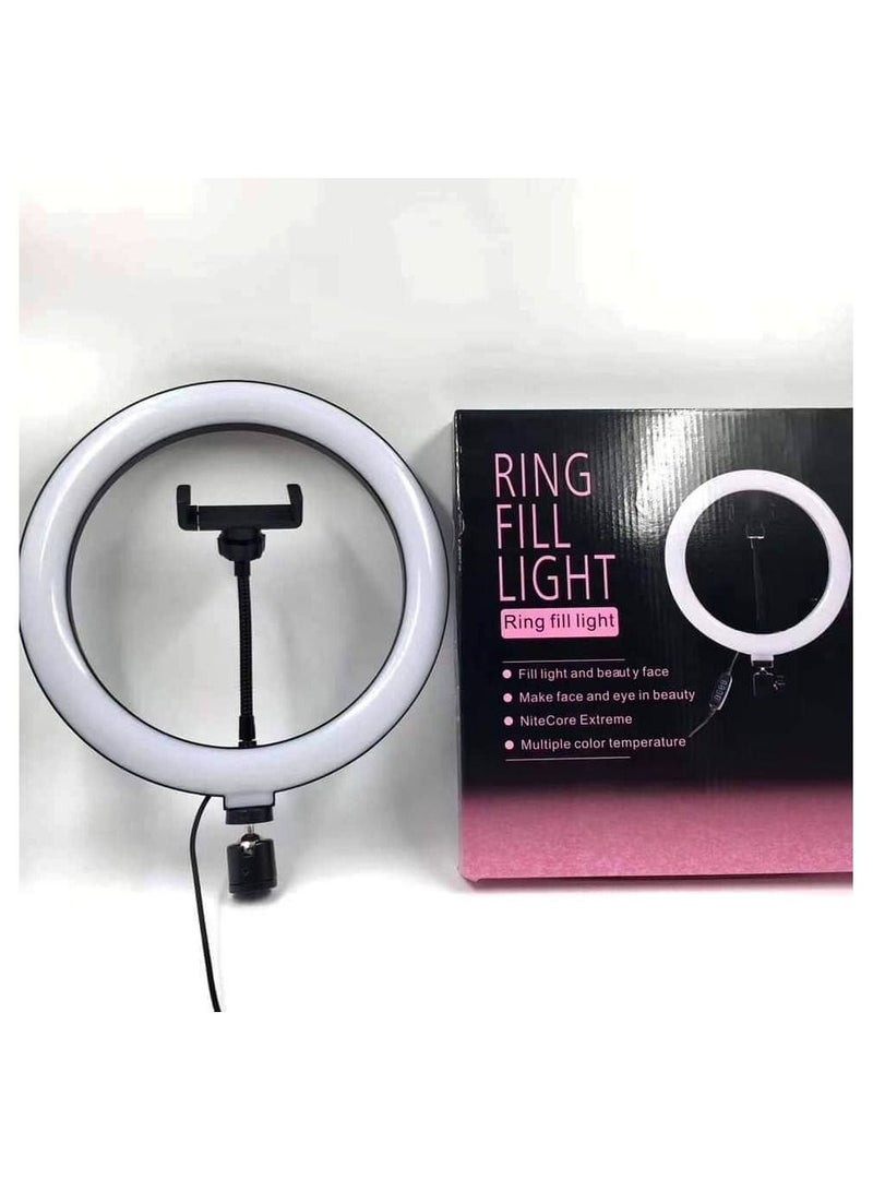 Ring Light 3 Lighting Levels LED Ring Light Fill-In Lamp 10 inch Black/White