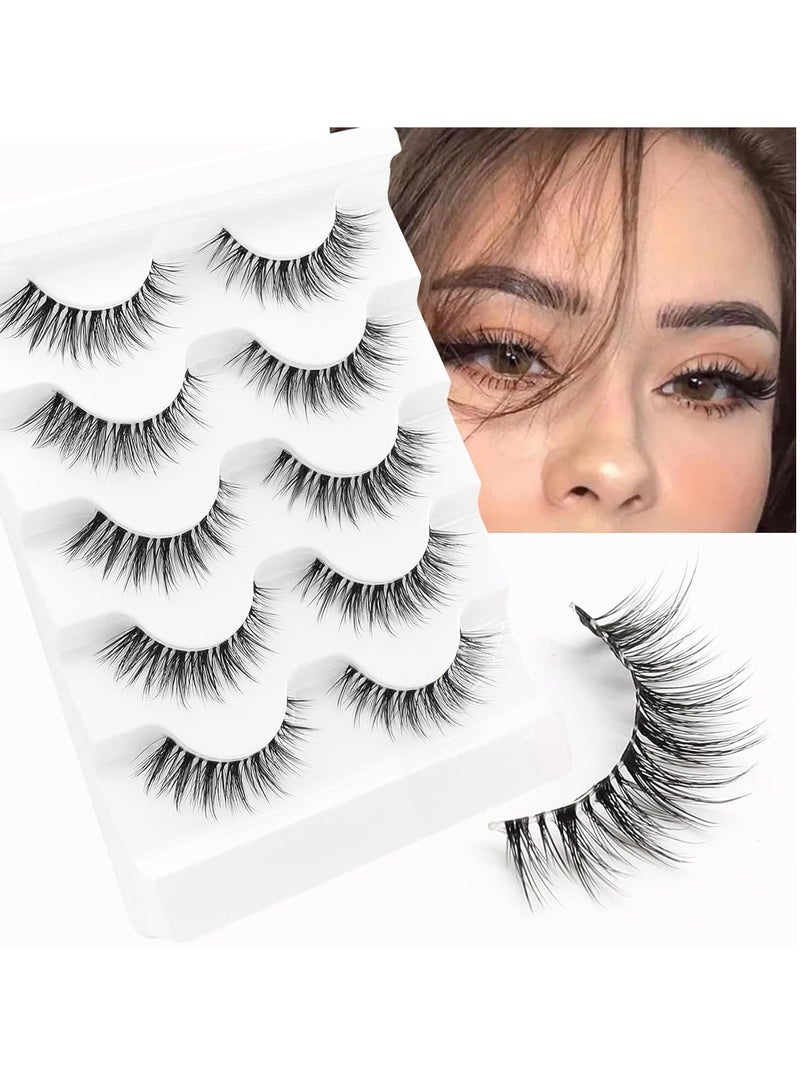 Veleasha Lashes 5D Faux Mink Lashes 100% Handmade Luxurious Fake Eyelashes Lightweight Fluffy False Eyelashes 5 Pairs Pack (G2)