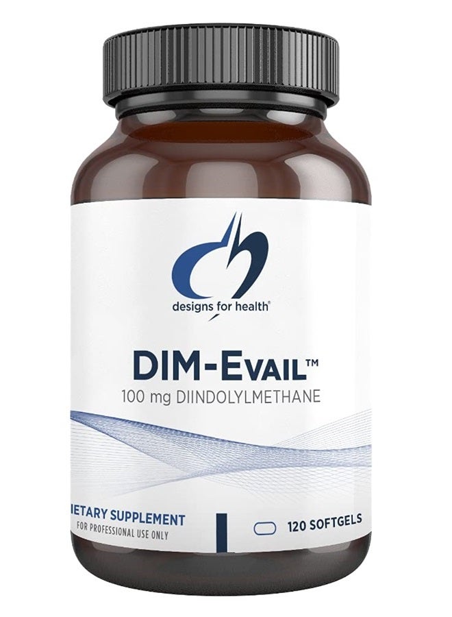 DIM-Evail - 100mg DIM Supplement Enhanced Absorption Diindolylmethane - Supports Healthy Estrogen Metabolism & Women's Health - Non-GMO & Soy-Free (120 Softgels)