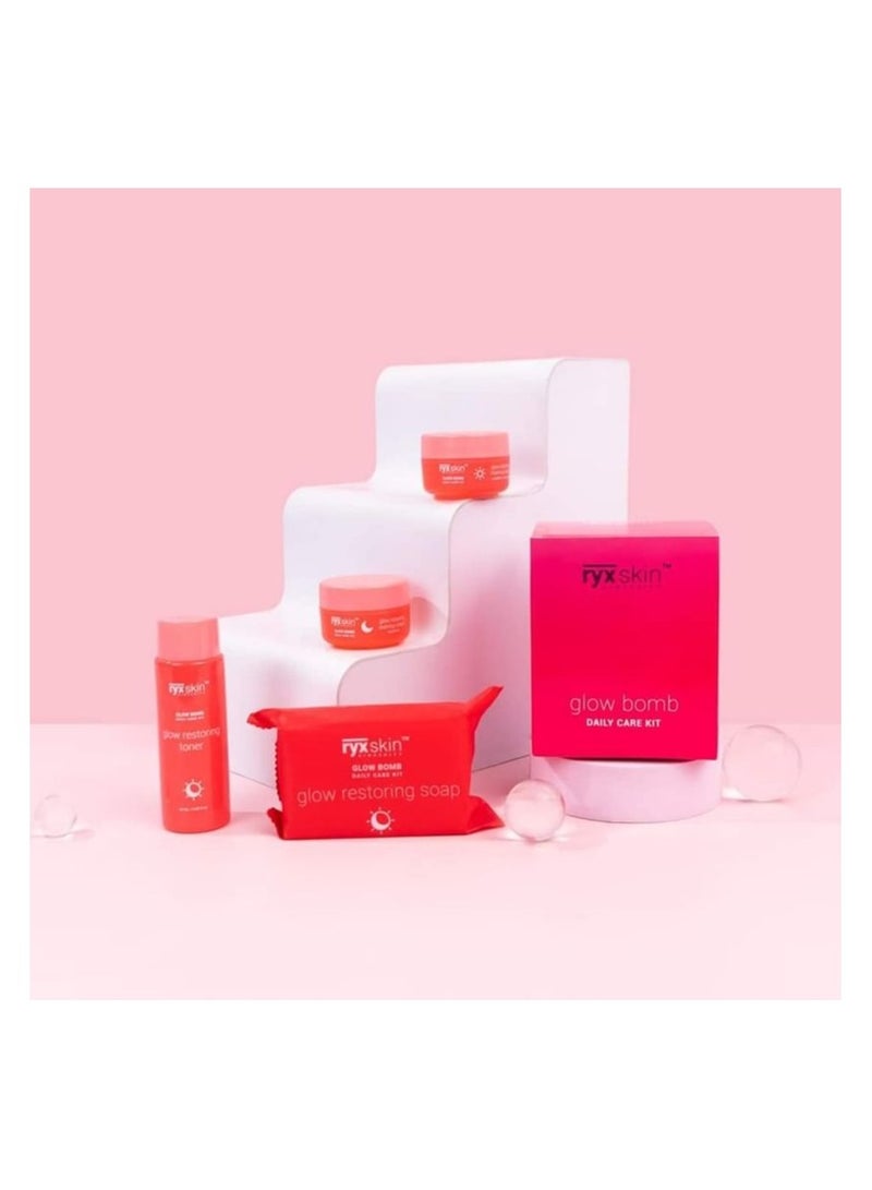 Ryx Skin Glow Bomb Daily Care Kit - Restoring Soap, Restoring Toner, Restoring Morning and Evening Cream
