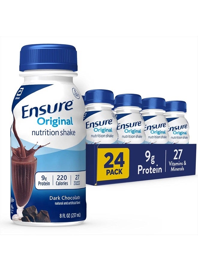 Original Dark Chocolate Nutrition Shake | Meal Replacement Shake | 24 Pack, Plastic Bottle, Liquid
