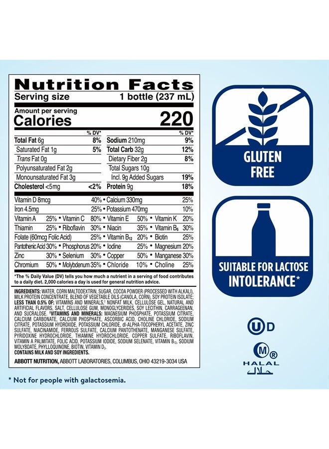 Original Dark Chocolate Nutrition Shake | Meal Replacement Shake | 24 Pack, Plastic Bottle, Liquid