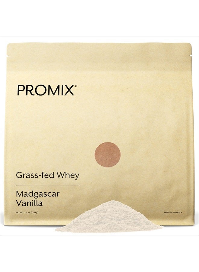 Promix Whey Protein Powder, Vanilla - 2.5lb Bulk - Grass-Fed & 100% All Natural - ­Post Workout Fitness & Nutrition Shakes, Smoothies, Baking & Cooking Recipes - Gluten-Free & Keto-Friendly