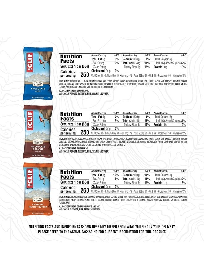 CLIF BAR - Energy Bars - Variety Pack - Made with Organic Oats - 9-11g Protein - Non-GMO - Plant Based - 2.4 oz. (16 Count)
